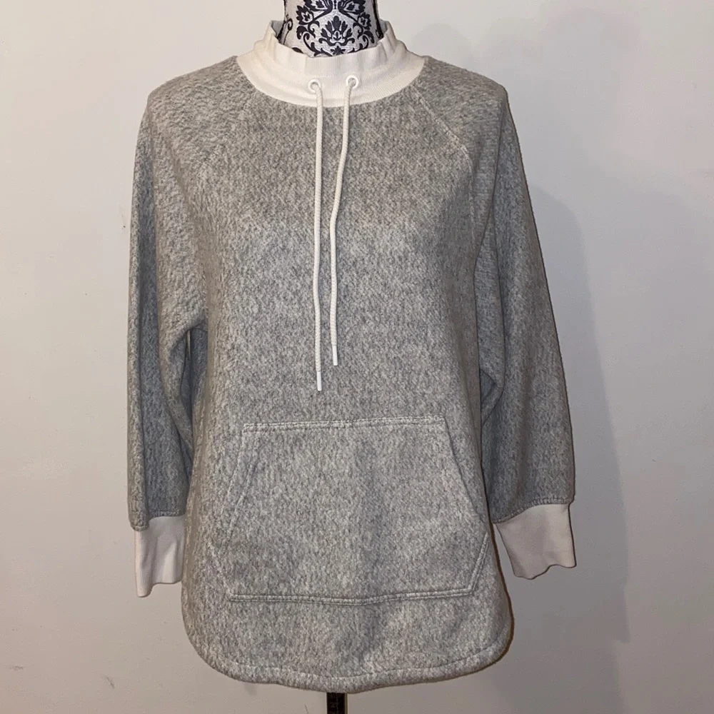 Lou & Grey Soft Knit Pullover in Gray & Cream Size XXS Oversized - Picture 2 of 13